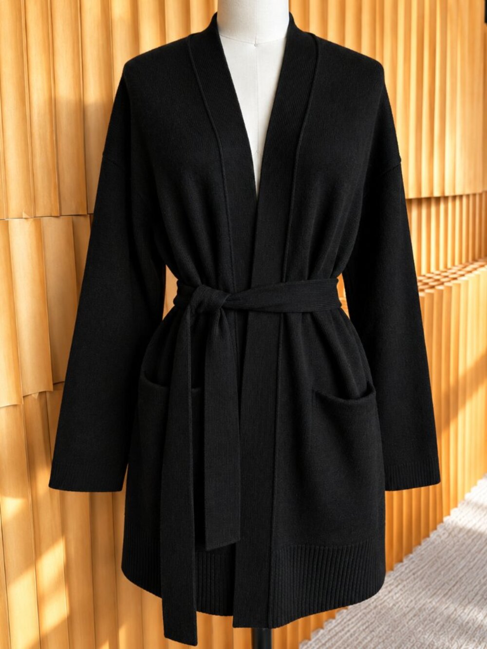 J.Crew 100% Cashmere Belted Cardigan | Black | XS–S | Quiet Luxury